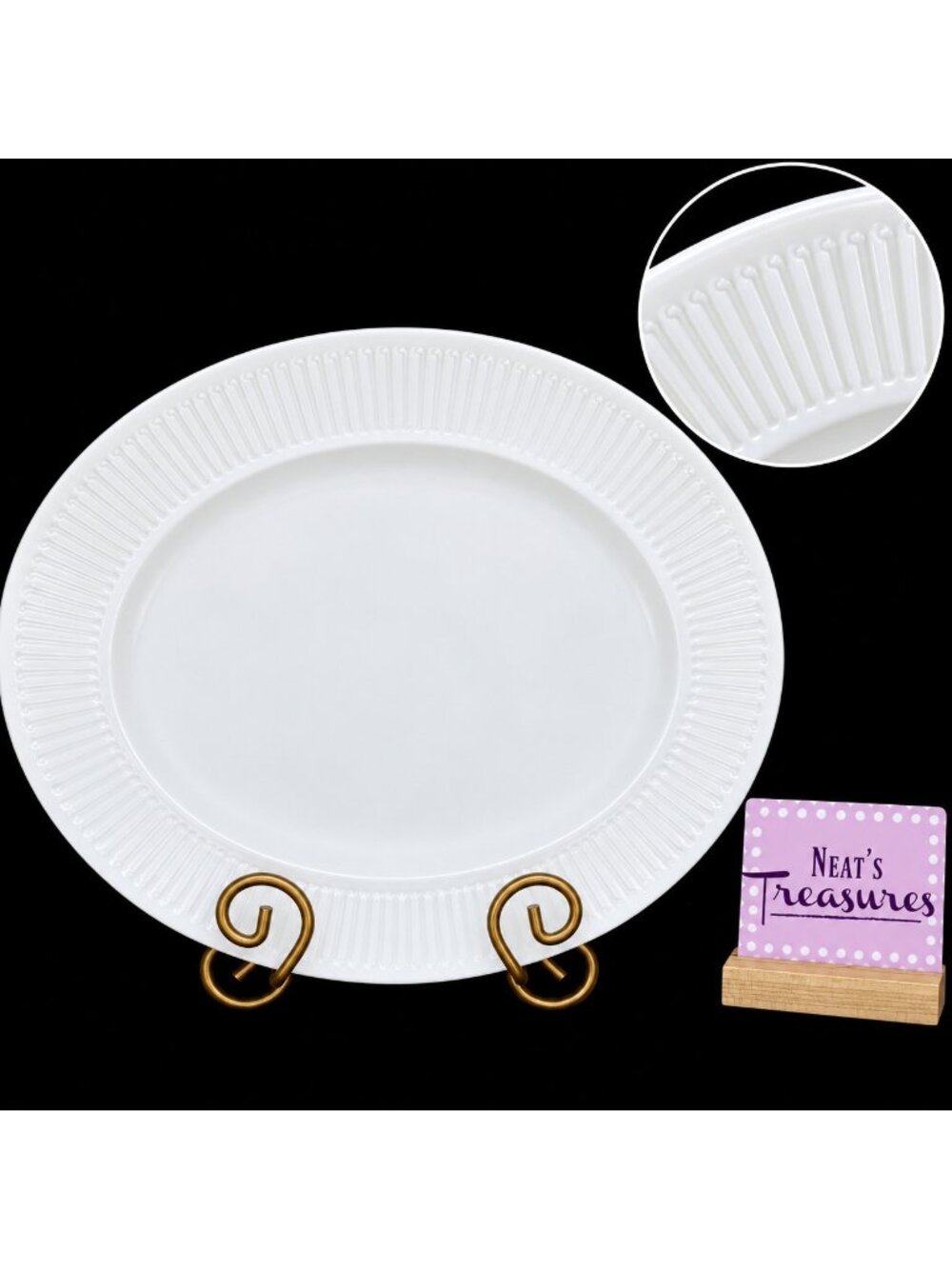 Johnson Brothers ATHENA White Ribbed England Ironstone 11" Oval Serving Platter